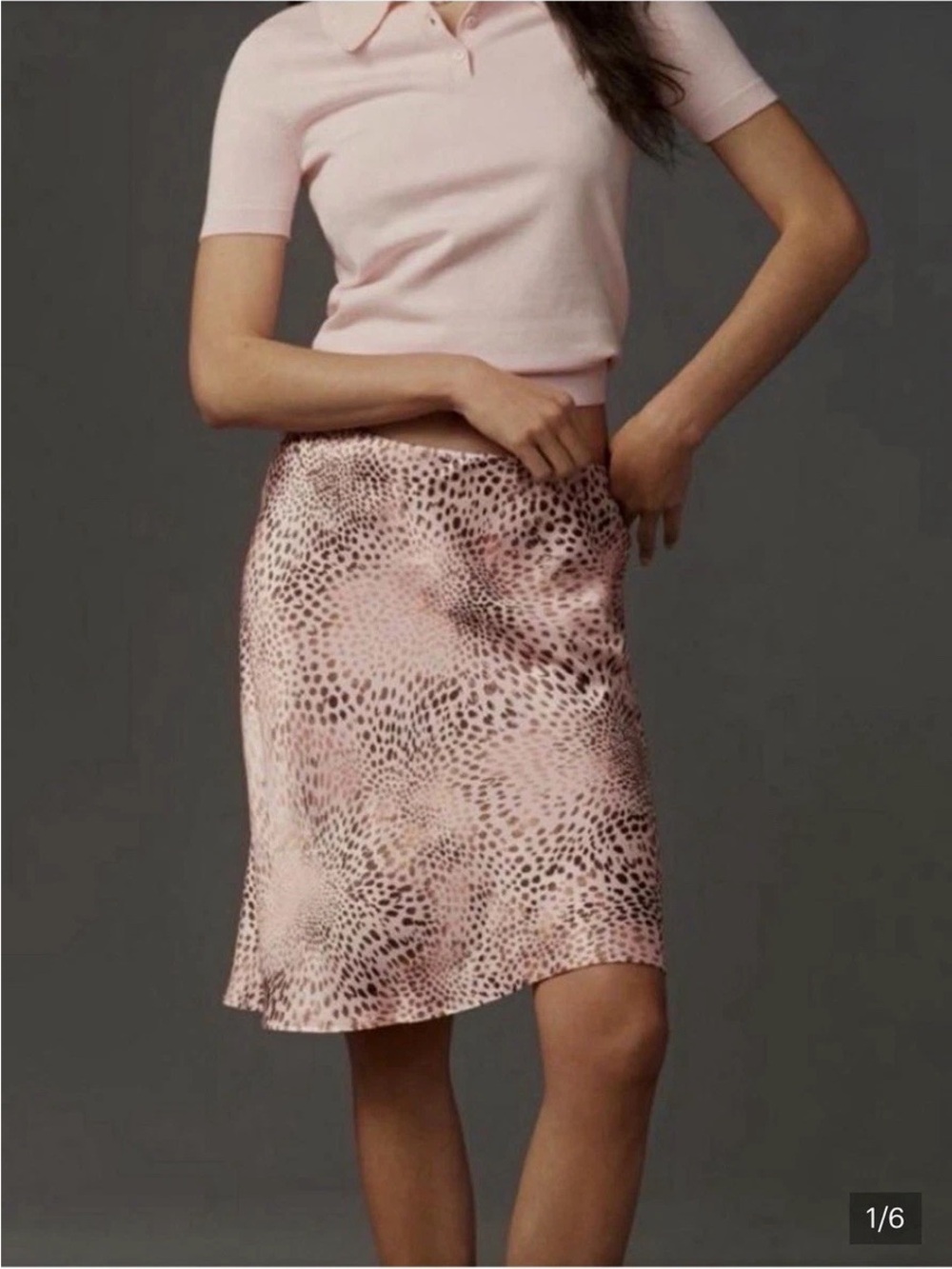Anthropologie Blush Animal-Print Midi Skirt Size M